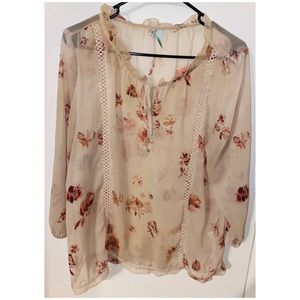 Maurices Long Sleeve Floral Blouse